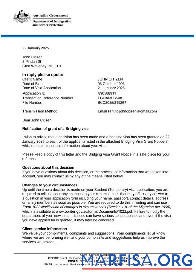 Printable Australia e visa template in Word and Pdf formats